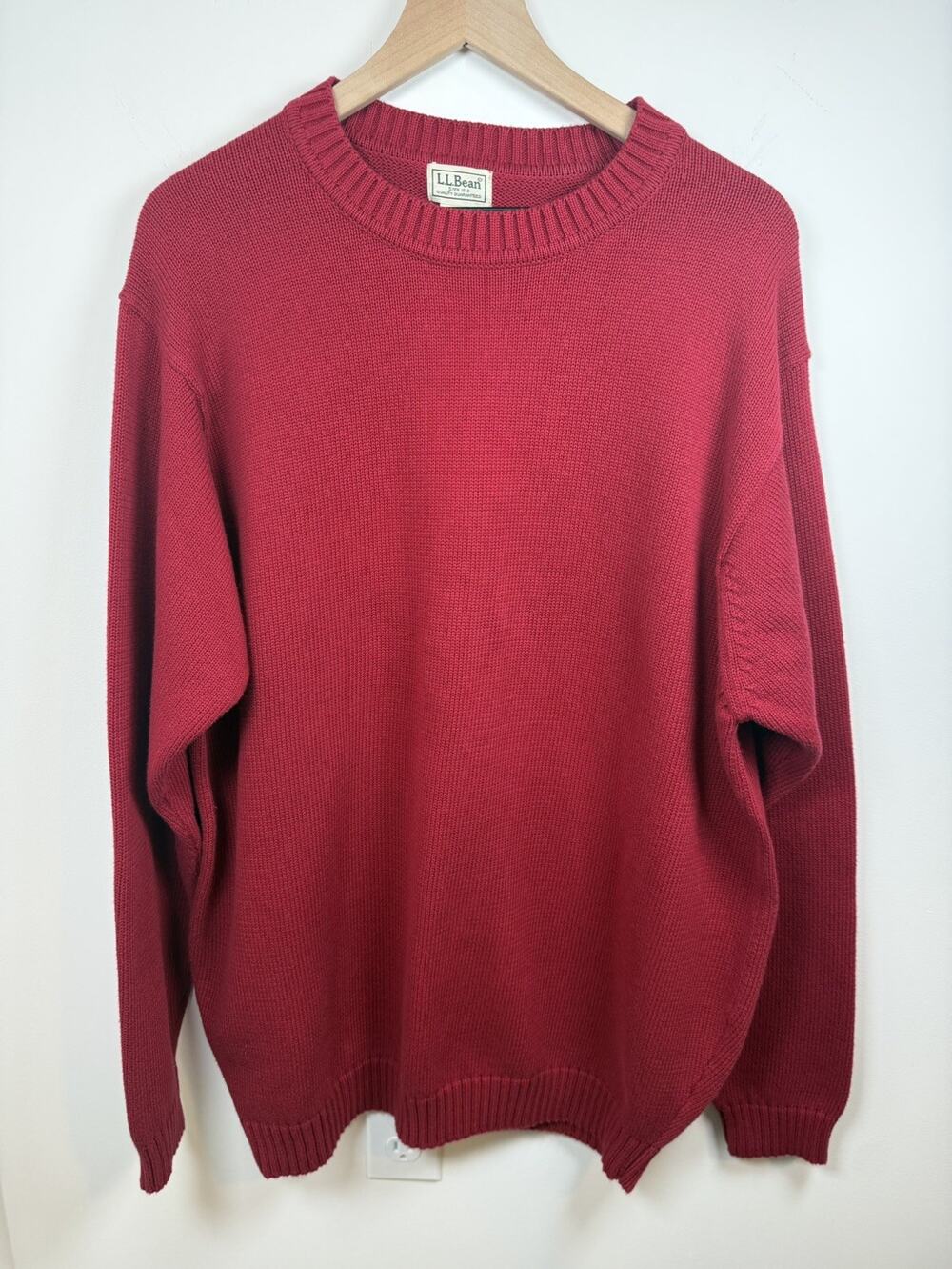 LL Bean Mens XLT Tall Knit Pullover Sweater Red Preppy Coastal Classic Business